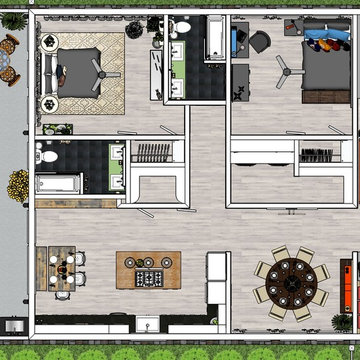 Functional Eclectic Bungalow Remodled Plan