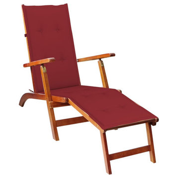 vidaXL Outdoor Lounge Chair Patio with Footrest and Cushion Solid Wood Acacia