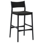 Armen Living - Erie, Black Woven Paper Cord and Wood, Bar Stool, 30", Single - Meet the Erie Black Woven Paper Cord and Wood Bar or Counter Height Stool, a contemporary masterpiece designed to elevate your indoor dining and entertainment spaces. These versatile barstools effortlessly combine modern aesthetics with functional comfort, making them an ideal addition to your dining room or kitchen. Crafted with thorough attention to detail, these counter height stools boast a Danish-inspired design and mid-century modern influence. The black paper cord seat, carefully woven for both style and durability, adds a touch of sophistication to the warm, wood frame. Whether you're creating a cozy bar area or enhancing your dining space, these stools are a statement piece that seamlessly integrates into a contemporary setting. Perfect for both bar and counter heights, these stool chairs provide versatile seating options, ensuring they adapt to your specific needs. The ergonomic design guarantees comfort during extended use, making them an excellent choice for entertaining guests or casual family meals. Elevate your indoor spaces with the Erie Natural Woven Paper Cord and Wood Bar or Counter Height Stool. Whether you're furnishing a modern dining room or creating a stylish bar area, these contemporary bar and counter stools effortlessly blend form and function, ensuring a refined and inviting atmosphere. Immerse yourself in the sophistication of Danish design and mid-century modern aesthetics with these exceptional bar and counter height stools. The Eerie barstool is available in 26-inch and 30-inch seat heights in either black solid rubberwood or natural solid oak construction.