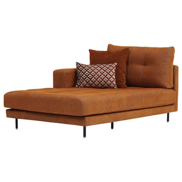 Enza Home Arte Fabric Left Hand Facing Chaise Sofa Module in Orange