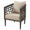 INK+IVY Crackle Lounge Wood Accent Chair, Tan