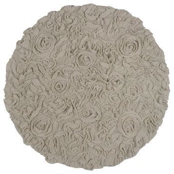 Bellflower Collection Cotton Bath Rug 22" Round, Linen