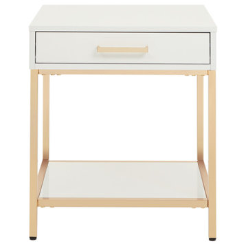 Alios End Table With White Gloss and Gold Chrome Plated Base