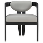 Meridian Furniture - Carlyle Faux Leather Upholstered Dining Chair, Grey, Black Finish - Modernize the feel of your dining room with this Carlyle vegan leather dining chair. Paired with the table of your choice, this chair adds a sophisticated finish to the overall look of your space. The chair has a solid wood frame with a wire-brushed black finish for the utmost in elegant aesthetics. The soft grey vegan leather upholstery feels soft and supple to the touch and offers long-wearing beauty without the maintenance requirements of the real thing.