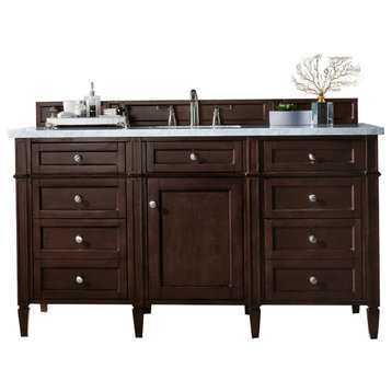 Brittany 60" Mahogany Single Vanity w/3 CM Arctic Fall Solid Surface Top