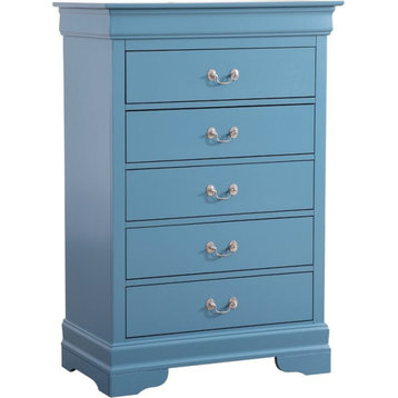 Glory Furniture Louis Phillipe 5 Drawer Chest in Teal