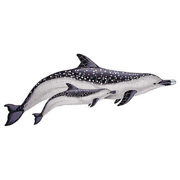 Spotted Dolphin with Baby Ceramic Swimming Pool Mosaic 53"x19"