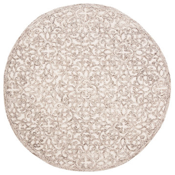 Safavieh Trace Collection TRC103T Rug, Brown/Ivory, 4' X 4' Round