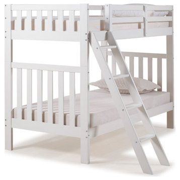Aurora Twin Over Twin Wood Bunk Bed, White