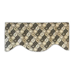 Priority Home and Design - Arabesque Geometric Valance, Black and Beige - Valances