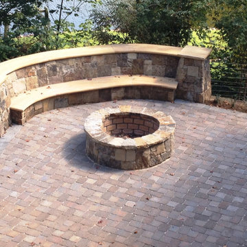 Stone Firepit & Seating Wall
