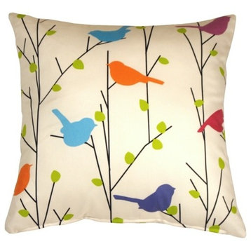 Pillow Decor - Spring Birds 15 x 15 Decorative Pillow