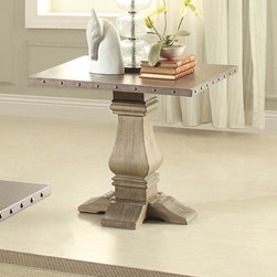 HOMELEGANCE 5428-04 RUSTIC OAK WOOD END TABLE ZINC TOPS - Side Tables And End Tables