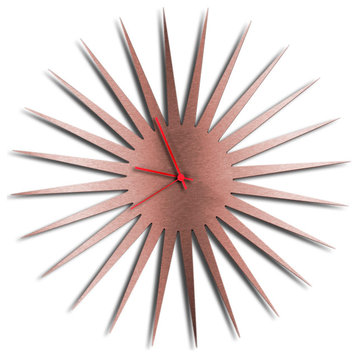 MCM Starburst Clock, Copper Wall Decor, Red