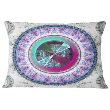 Large Rounded Symmetrical Flower Blue Abstract Throw Pillow, 12"x20"