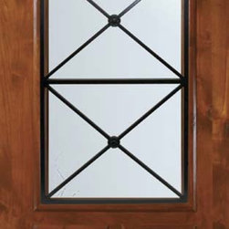 Slab Single Door 96 Alder Republic 2 Panel 2/3 Lite Wrought Iron - Front Doors