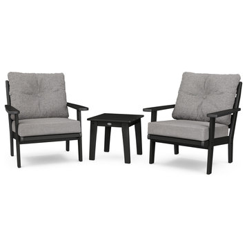 Lakeside 3-Piece Deep Seating Chair Set, Black/Gray Mist