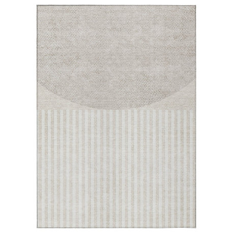 Machine Washable Indoor/Outdoor Chantille ACN2134 Ivory 5' x 7'6" Rug