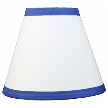 White Cotton With Blue Trim Chandelier Lamp Shade, 3x6x5"
