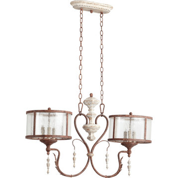 La Maison 6-Light Island Fixture, Manchester Grey With Rust Accents