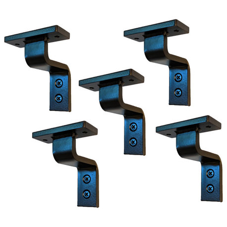 Stair Railing Bracket B Black Steel Iron Modern Farmhouse Rustic Handrail, Qty5