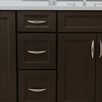 Mater Bathroom Remodel in Elkridge, MD with glass walk-in shower & double vanity