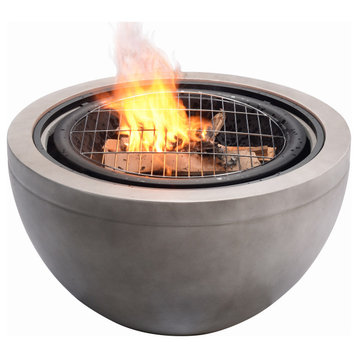 30"Outdoor Round Wood Burning Fire Pit Grill