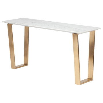 Nuevo Catrine Console Table in Gold and White