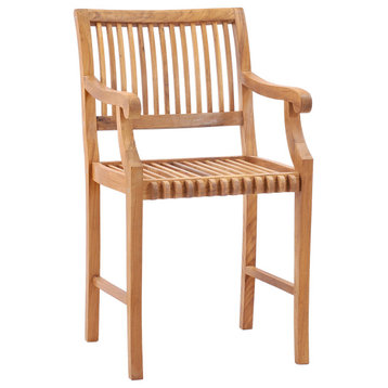 Teak Wood Castle Outdoor Patio Counter Stool With Arms