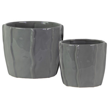 Urban Trends Ceramic Pot 2-Piece Set, Gray