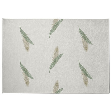 Feather Stripe Spring Chenille Rug, Green, 8'x10'