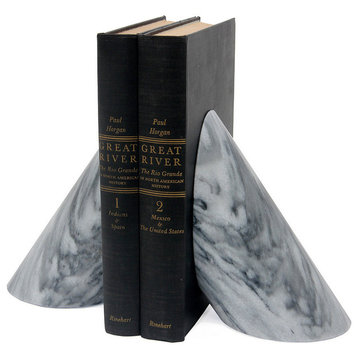 Coronet Marble Bookends, 2-Piece Set, Cloud Gray