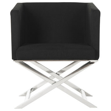 Safavieh Celine Chair, Black and Chrome
