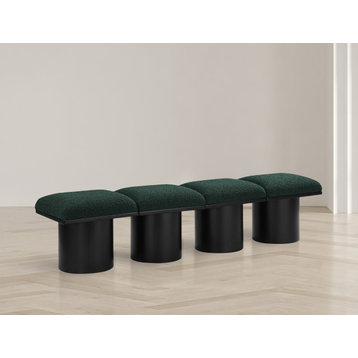 Pavilion Boucle Fabric Upholstered 4-Piece Modular Bench, Green, Black Finish