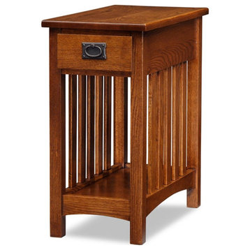 Home Square 2 Piece Mission Wood End Table Set in Medium Oak