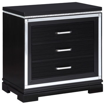 Cappola Rectangular 2-drawer Nightstand Silver and Black