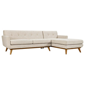 Engage Right-Facing Upholstered Fabric Sectional Sofa, Beige