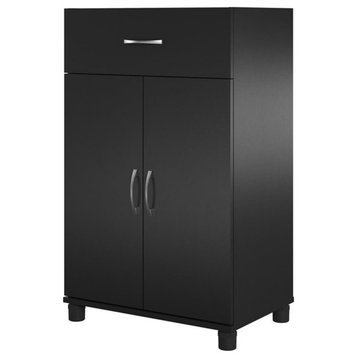 Pemberly Row Transitional 24" 1 Drawer/2 Door Base Storage Cabinet in Black