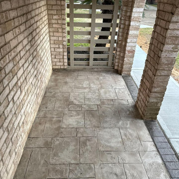 New driveway with sidewalks and stamped concrete!