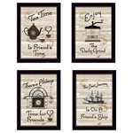 Trendy Decor4U - "Friendship Collection" 4-Piece Vignette by Millwork Engineering, Black Frame - Friendship Collection, by the designers at Trendy D cor 4U, a grouping of 4 (10 x 14) kitchen d cor framed prints in matching black frames: Tea Time,