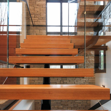 Project #98 | Modern Mono-beam Staircase with Glass Railing