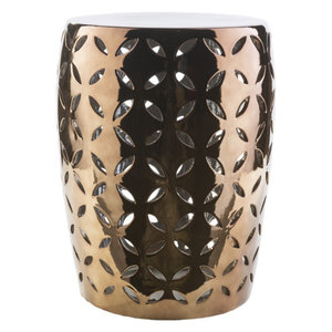 Safavieh Castle Gardens Collection Jasmine Plated Gold Glazed Ceramic Garden Stool