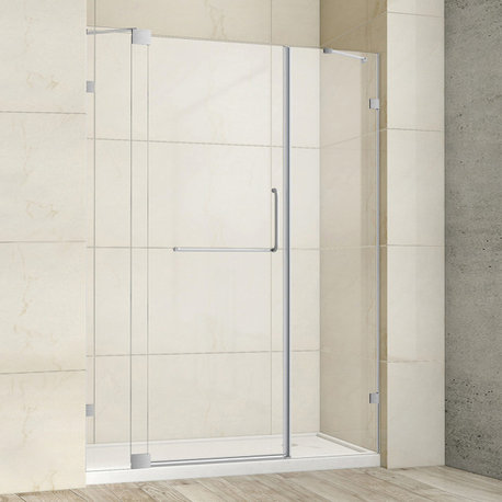 Milano 60" W x 72" H Hinged Frameless Tub Door, Brushed Nickel