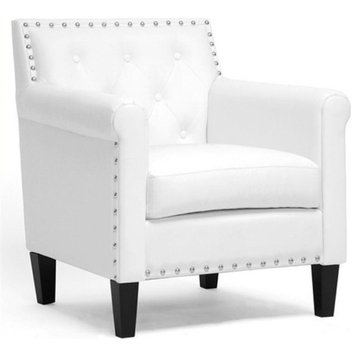 Bowery Hill Modern Faux Leather Upholstered Accent Chair in White