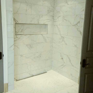 curbless marble shower