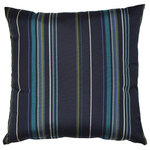 Pillow Decor Ltd. - Pillow Decor - Sunbrella Stanton Lagoon 20 x 20 Outdoor Pillow - Just as the deep blue sea meets the turquoise, blues and greens of a tropical reef, the Stanton Lagoon 20 x 20 Outdoor Throw Pillow combines alternating stripes of dark navy blue, teal, royal blue and green. Pair it with Sunbrella True Blue, Palm Green or Aruba solid color pillows and embrace the colors of the tropics.