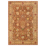 Bareens Designer Rugs - Oriental Ziegler Nola Brown Beige Hand-Knotted Wool Rug - 8'10'' x 11'10'' - Enhance the ambiance of your home with this magnificent Persian-influenced Turkish hand-knotted rug made by skilled artisans capable of creating the most exceptional vegetable dyes and hand-spun wool. This exquisite handmade rug is a one-of-a-kind Peshawar Kafkaz, otherwise identified as Chobi, Chobi Peshawar, Oushak, or Ziegler rug. These handmade rugs are crafted in Pakistan utilizing superior-quality wool imported from Australia, New Zealand, and Korea in two types of weaves: the Persian weave and the Mori weave. This rug is meticulously crafted by hand using the finest natural vegetable dyes extracted from local plants. The artisans use a blend of hand-spun local and fine merino wool, resulting in a rug with a compelling texture, higher lanolin content, and longer staple. The artisans occasionally incorporate natural or artificial silk into the pile to enhance specific motifs. The finished product is an awe-inspiring execution of flawless design and an understated palette that exudes elegance.