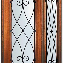 Prehung Sidelight Door 80 Wood Mahogany Charleston Full Lite - Front Doors