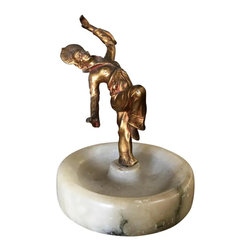 Art Deco Ashtray/Ring Tray with Female Harlequin Dancer Statue by Frankart - Decorative Bowls