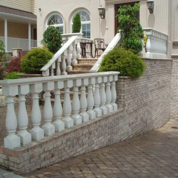 Front Entry Ways and Stairs Installation with Custom Patio Design